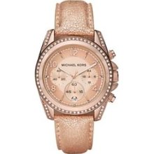 Michael Kors Ladies Mk5461 Rosegold Crystals Chrono Watc Authentic