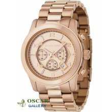 Michael Kors Mens Mk8096 Chronograph Rose Gold Tone Watch 2 Years Warranty