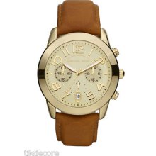 Michael Kors Mk2251 Mid-size Gold-tone Leather 'mercer' Chronograph Watach