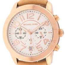 Michael Kors Mk2283 Mercer Chronograph Rose Golden Leather Watch W/tag9052