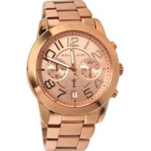 Michael Kors Watch Round Stainless Steel Mercer Rose Gold Chronograph Date