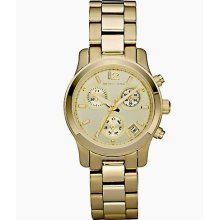 Michael Kors Women's Mk5384 Gold Round Dial Gold Band Watch