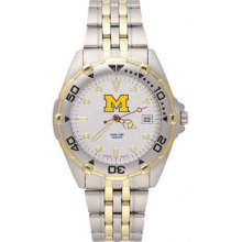 Michigan Wolverines M All Star Watch with Stainless Steel Band - Men's