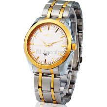 MIKE 8823 Men's Analog Quartz Watch with Stainless Steel Strap (White)