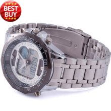 Milanoo Digital+quartz Analog Sports Fashion 2 Movement Men Wrist Watch J289