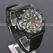 Military Army Date Analog Time Black Quartz Mens Wrist Luxury Band Watch S58