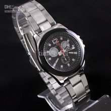 Min. Order 6pcs Women's Watches Dial-decor Lady Stainless Steel Blac