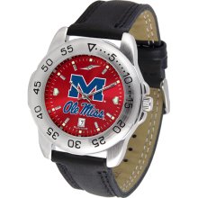 Mississippi Rebels Sport Leather Band AnoChrome-Men's Watch