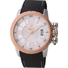 Momentus Stainless Steel Black Rubber Band White Dial Men's Watch ...