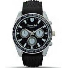 Montres Carlo Mens Chronograph Style F1 Inspired Black Dial Rubb ...