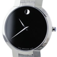 Movado Faceto 0605041 Stainless Steel Quartz Ladies Black Watch