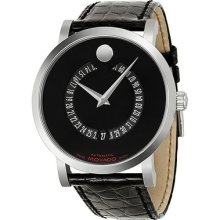 Movado Red Label Automatic Animated Date Black Dial Mens Watch 0606158