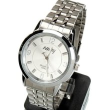 Nary Classics Couple Watch Creative Stainless Steel Band White Dial