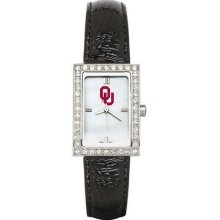 NCAA - Oklahoma Sooners Ladies Allure Watch Black Leather Strap