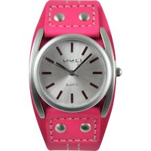 Nemesis Women's Pink Leather Strap Watch (Durable mineral crystal protecs from scratches)