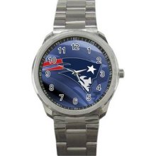 New England Patriots Unisex Silver-Tone Sports Metal Watch 10