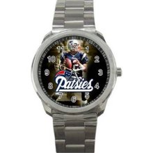 New England Patriots Unisex Silver-Tone Sports Metal Watch 06