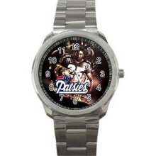 New England Patriots Unisex Silver-Tone Sports Metal Watch 05