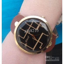 New Irregular Lines Design Genuine Leather Leopard Watches Big Cryst