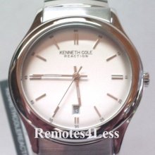 New Kenneth Cole White Dial With Date Expansion Band Silver Steel Men