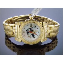 NEW LADY AQUA MASTER YELLOW GOLD ROUND WITH 16 DIAMONDS ...