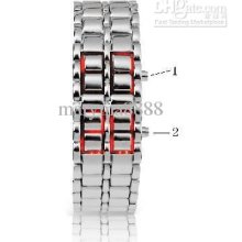 New Mens Stainless Steel Chain Led Wrist Watch Silver 900555-ds-ledl