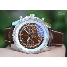 New Mens Steel Mens 48mm Motors Automatic Sport Leather Strap Men's