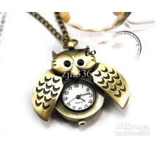 New Owl Shaped Vintage Watch Jewelry Alloy Chains Silver Necklace Sm