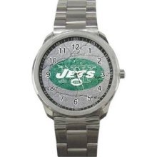 New York Jets Unisex Silver-Tone Sports Metal Watch 10