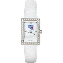 New York Rangers Ladies Allure Watch White Leather Strap