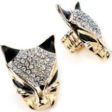 Newest Fashion Womens Stylish Design Gold Colour Diamante Lion Elastic Ring