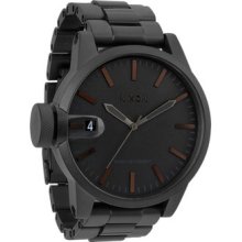 Nixon Chronicle Ss Matte Black/dark Tortoise Watch In Box Msrp $375