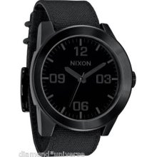 Nixon Corporal All Black Canvas Fabric Strap Band Watch A243 001