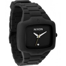 Nixon Rubber Player Mens Watch Black Face, Case And Strap With A Diamond In Face