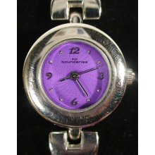 No Boundaries Stunning Purple Silver Tone Bracelet Band Ladies Watch Works(r1)