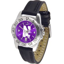 Northwestern Wildcats Sport Leather Band AnoChrome-Ladies Watch