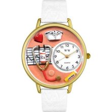 Nurse Orange White Skin Leather And Goldtone Watch #G0620043 ...