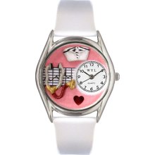 Nurse Red White Leather And Silvertone Watch #S0610030