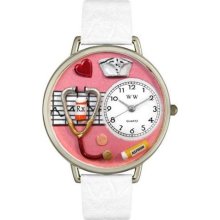 Nurse Red White Skin Leather And Silvertone Watch #U0620040 ...