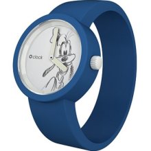 O Clock Unisex Disney Watch Ocd04-S (Small) With Goofie Sketch - Capri Blue Hypoallergenic Silicon Rubber Watch Strap