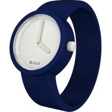 O Clock Unisex Original White Face Watch Ocw12-S (Small) With Ocean Blue Hypoallergenic Silicon Rubber Watch Strap