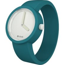 O Clock Unisex Original White Face Watch Ocw19-L (Large) With Water Blue Hypoallergenic Silicon Rubber Watch Strap