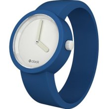 O Clock Unisex Original White Face Watch Ocw03-M (Medium) With Capri Blue Hypoallergenic Silicon Rubber Watch Strap