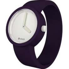 O Clock Unisex Original White Face Watch Ocw18-L (Large) With Traffic Purple Hypoallergenic Silicon Rubber Watch Strap