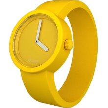 O Clock Unisex Tone On Tone Watch Oct21-S (Small) With Yellow Hypoallergenic Silicon Rubber Watch Strap