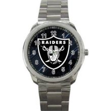 Oakland Raiders Unisex Silver-Tone Sports Metal Watch 10