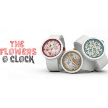 O'clock Flower Watch Silicon Blue Rubber Clock Flowers Yellow Dial Cover