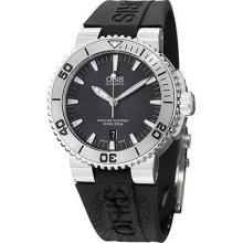 Oris Men's 'divers' Grey Dial Black Rubber Strap Automatic Watch 73376534153rs