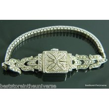 Ornate Vintage 800 Silver Marcasite Bucherer Peek A Boo Ladies Watch 17 Jewels