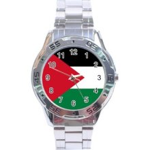 Palestine Flag Stainless Steel Analogue Watch Palestinian